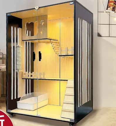

Low Price Wholesale Cat Villa Eco-friendly Wooden Cat House Big House Two and Three Floors Cat Castle Pet Cabinet
