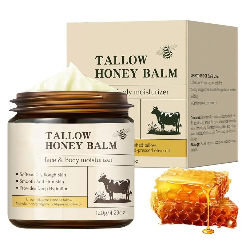 

120g Whipped Beef Tallow And Honey Balm Anti Aging Fine Lines Whitening Moisturizing Brightening cream Beef Tallow Face Cream