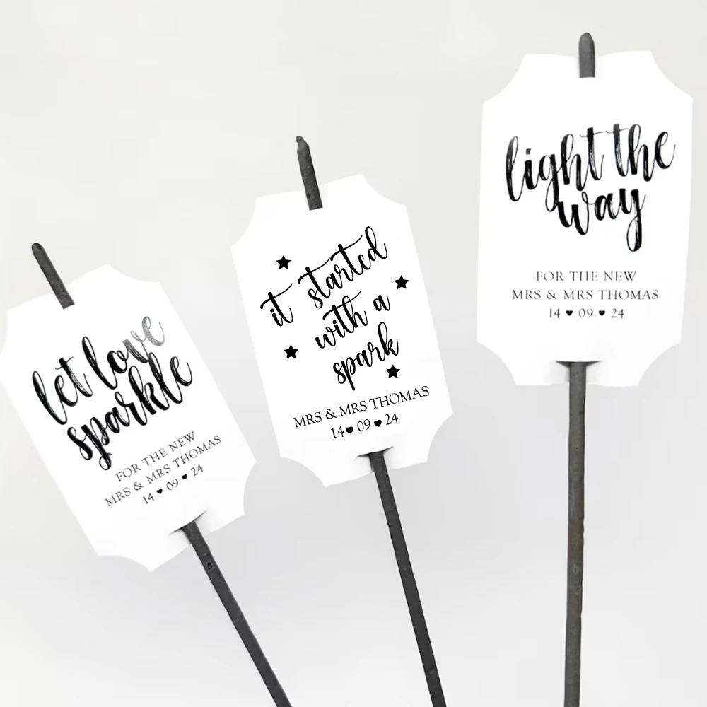 

Personalized Sparkler Tags for Firework, Custom Label, Wedding, Christmas, Birthday Party, 50Pcs
