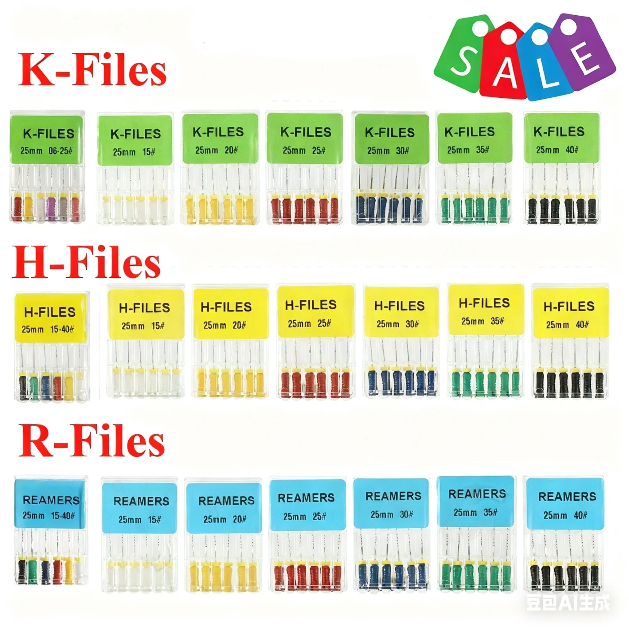 

6Pcs/pack Dental Endodontic SS C/H/K/R-FILES Endo Root Canal File Rotary Reamer 25mm Stainless Steel Hand Use