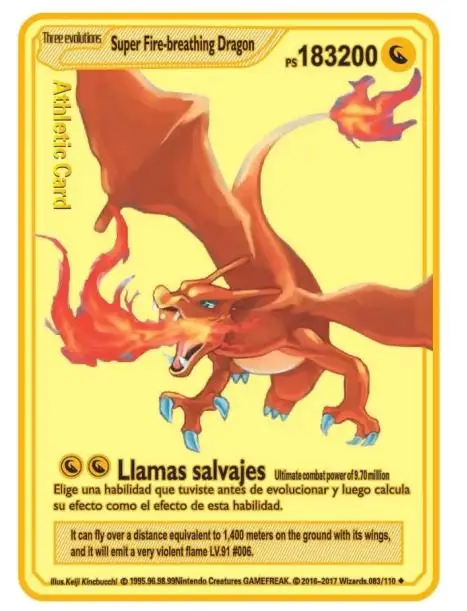 super fire-breathing dragon pokemon card #023 HP132540 Gold Foil Fan Art PROMO P1 10000Arceus Vmax Golden Pokemon Metal