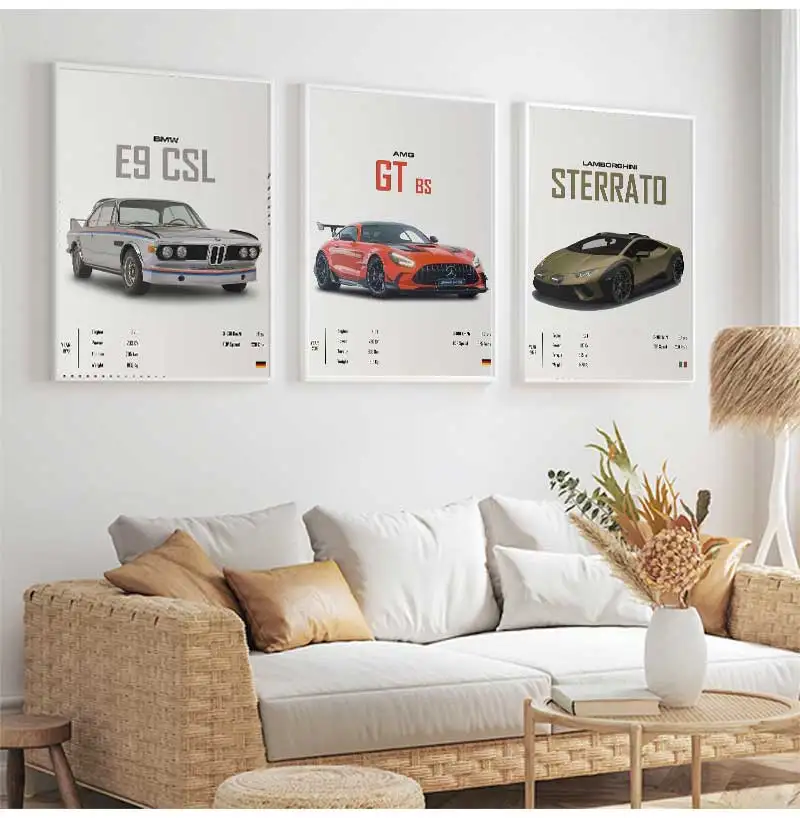 Classic Pop Wall Art Supercars Modern HD Canvas Oil Painting Posters and Prints Home Bedroom Living Room Decoration Gift