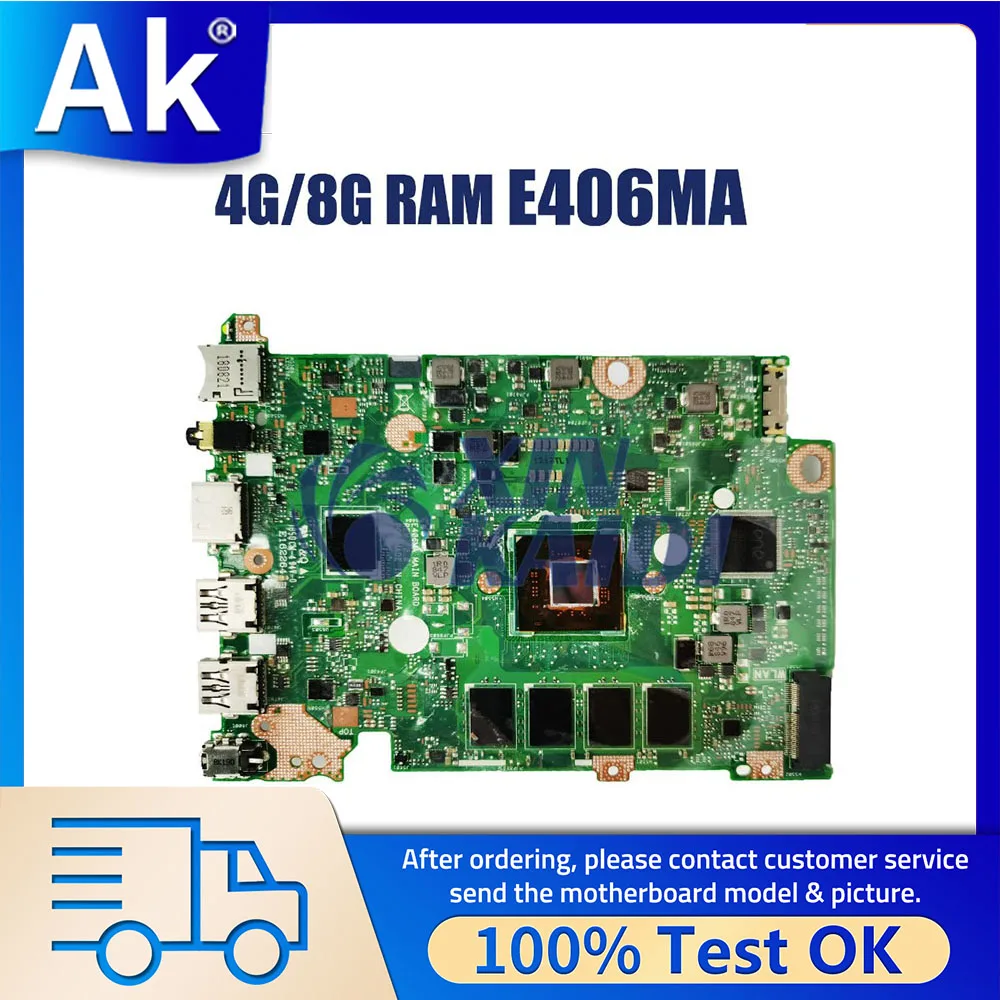 

Laptop Motherboard For Asus L406MA E406MA E406MA E406MAS Notebook Mainboard With N3350 N4000 N4100 N5000 CPU 4G 8G RAM 64GB SSD