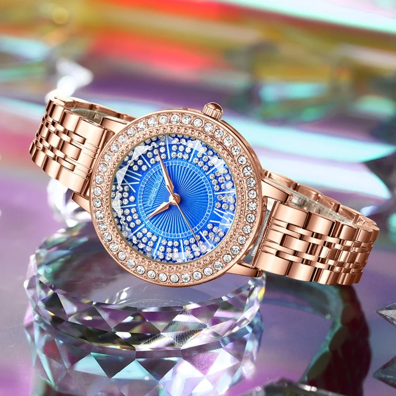 CRRJU 5001 jam tangan kuarsa wanita mewah Fashion jam tangan bisnis wanita elegan baja tahan karat tahan air kasual Dial berlian