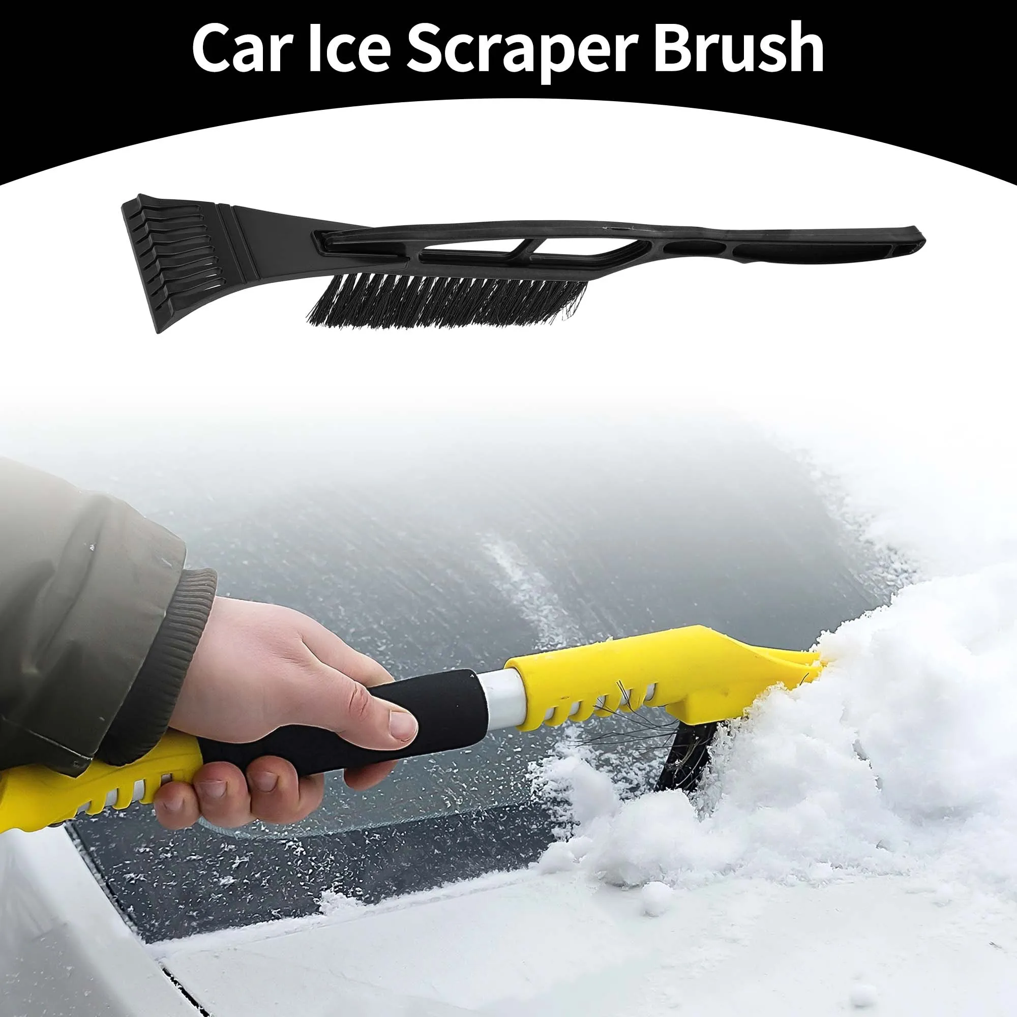 

UXCELL 53cm Universal Car Ice Scraper Brush with Broom SUV Snow Frost Remover for Car Truck RV Windscreen Side Window Anti Crash