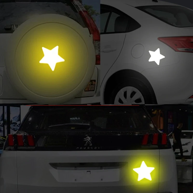 10pcs/set Car Bumper Reflective Safety Strip Stickers Car Star Reflective Sticker Reflective Warning Safety Tape