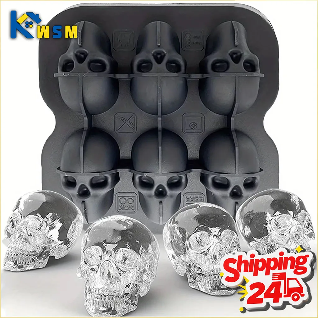Totenkopf-Eiswürfelform aus Lebensmittelqualität Silikon für Cocktail-Eiskugeln, Whiskey, Bourbon, Getränke, Gefrierfach-Behälter, Bar- und Partyzubehör