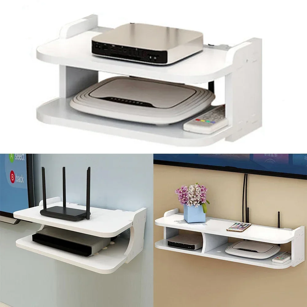 No Punch Wall Mount Storage Tv Box Router Shelf Set-Top Box Bracket 2Layer Holder Mini Pc Dvd Player Livingroom Stand Rack