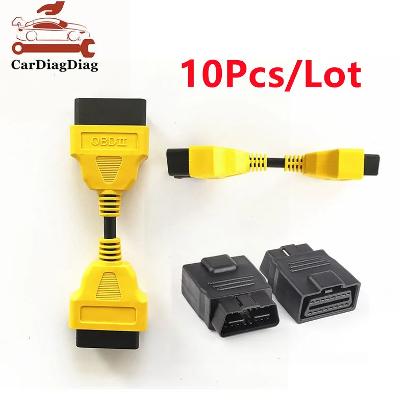 

10Pcs OBD2 Diagnostic Extension Cable 13CM 16Pin OBD II Plug Male-to-Female Portable Extension Adapter Cable Connector Best