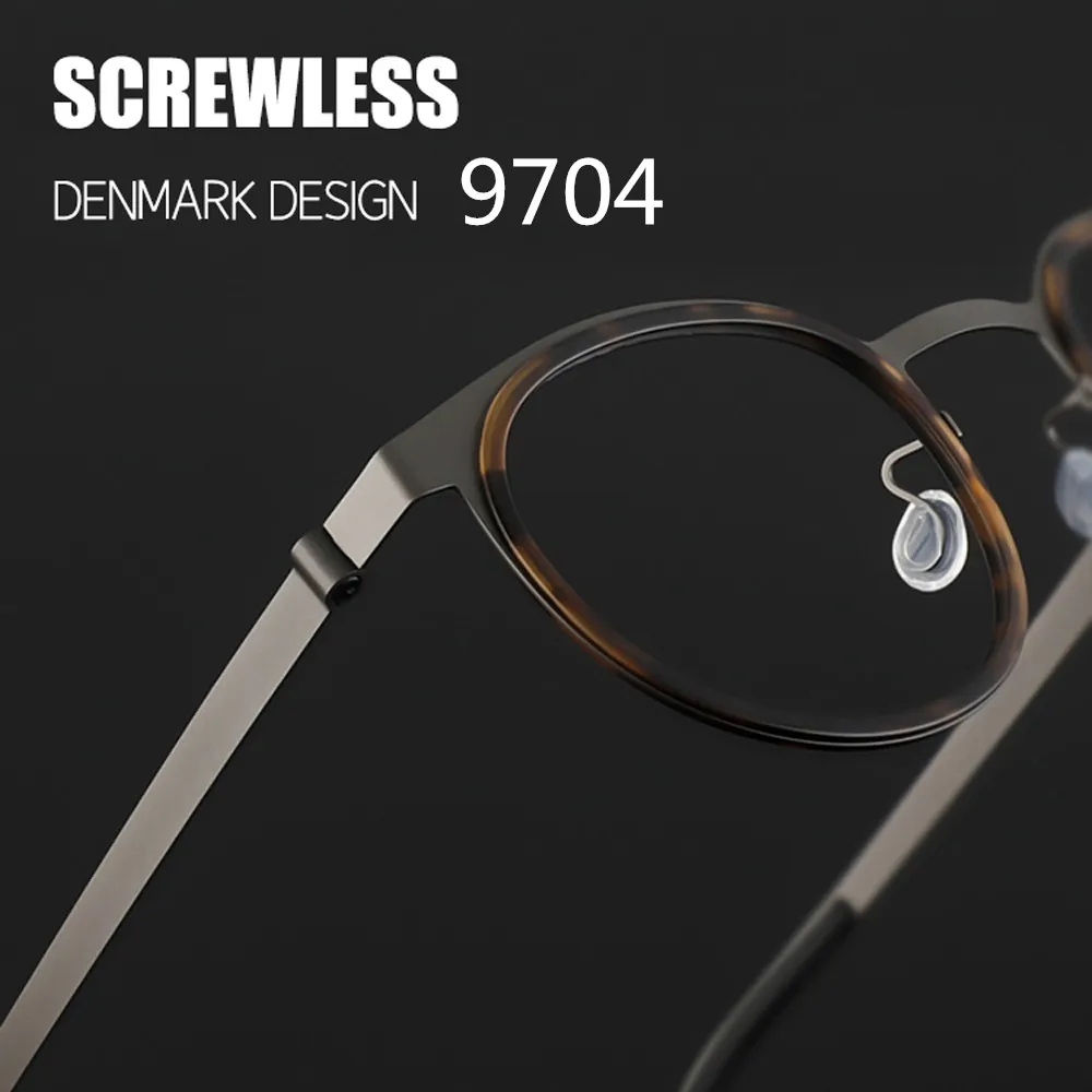 Brand Design Screwless Titanium Ultralight Glasses Frame Men Women Vintage Round Eyewear High Quality Hadmade Eyeglasses Gafas