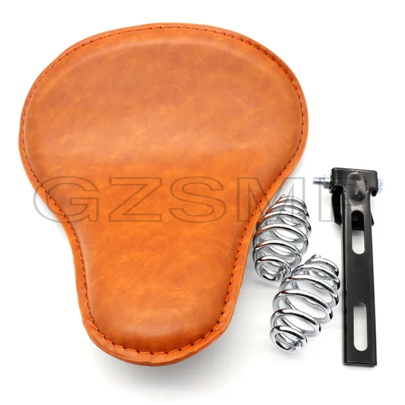 

fit For Harley Sportster Bobber Chopper Custom Orange Mounting Motorcycle Leather Solo Passenger Seat Cover Cowl Pad