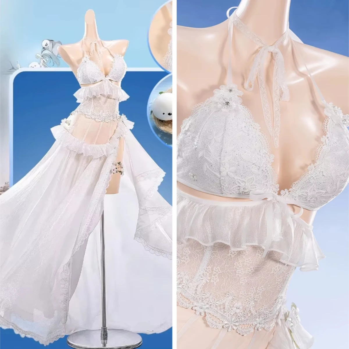 Costume de cosplay Trina, déesse de la victoire, du jeu NIKKE, robe blanche sexy pour femme, pour Halloween, nouveau jeu de rôle, magnifique robe de mariée