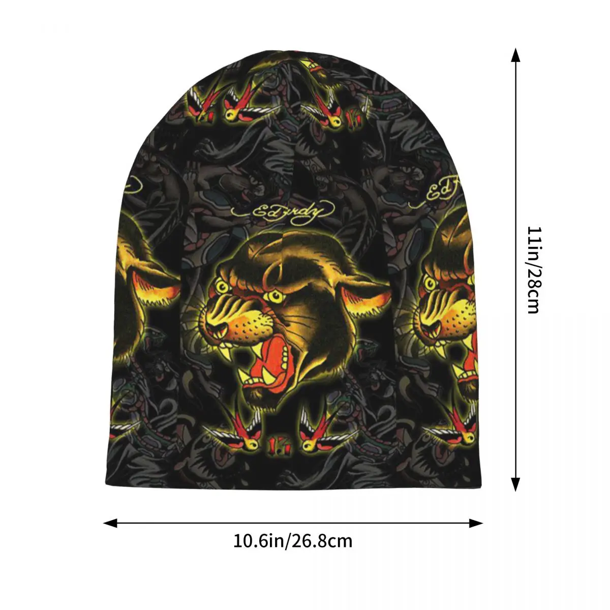 Ed-hardy Tattoo Tiger Skull Warm Knitted Cap Hip Hop Bonnet Hat Autumn Winter Outdoor Beanies Hats for Men Women Adult