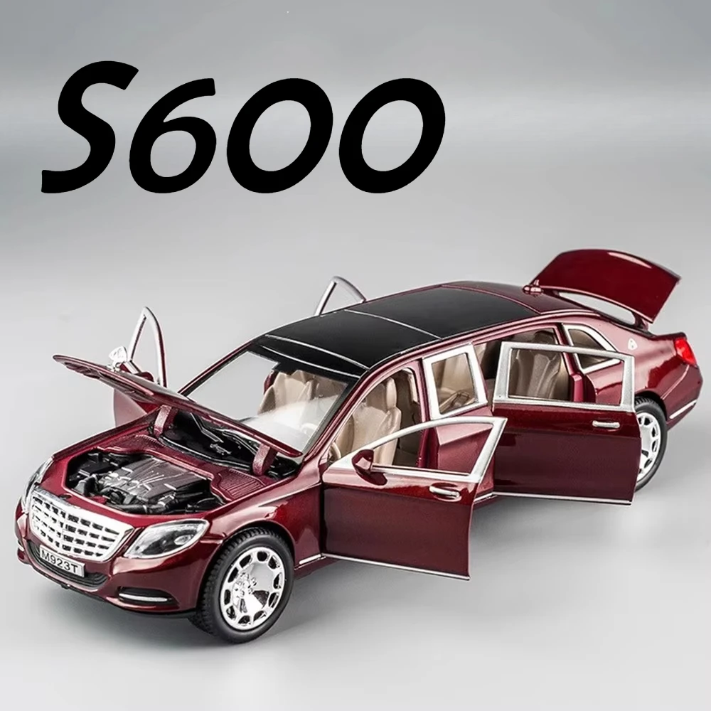 

1:24 Масштаб S600 62S Мини-модель игрушечного автомобиля из сплава, литые под давлением двери, открытый звук, свет, откатные резиновые шины, автомобильные игрушки, подарки для детей