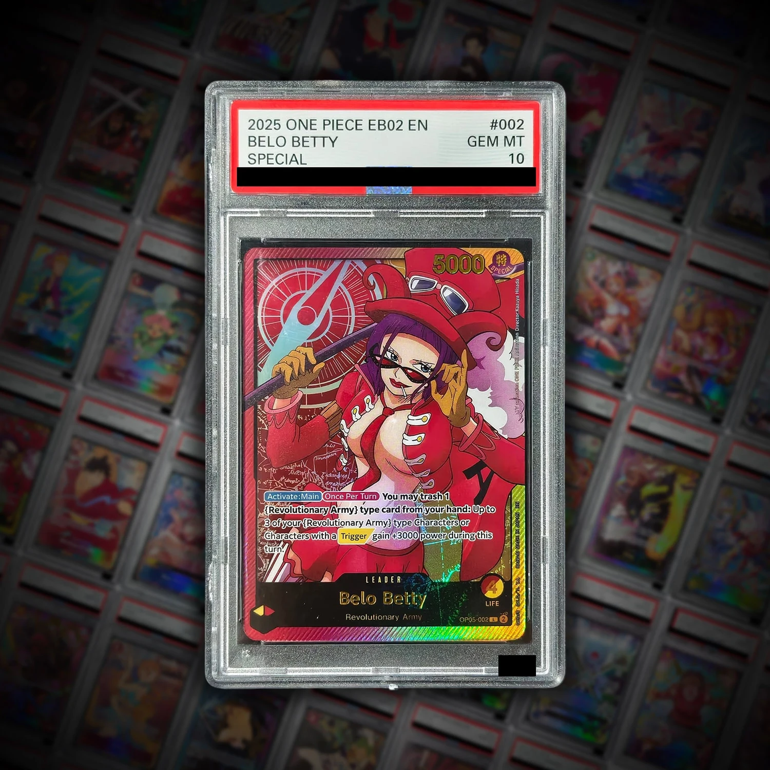 Auto-confectionné ONE PIECE English OP05-002 Belo Betty Leader EB-02 Collection de cartes à collectionner de jeu de cartes à 10 points Toyy