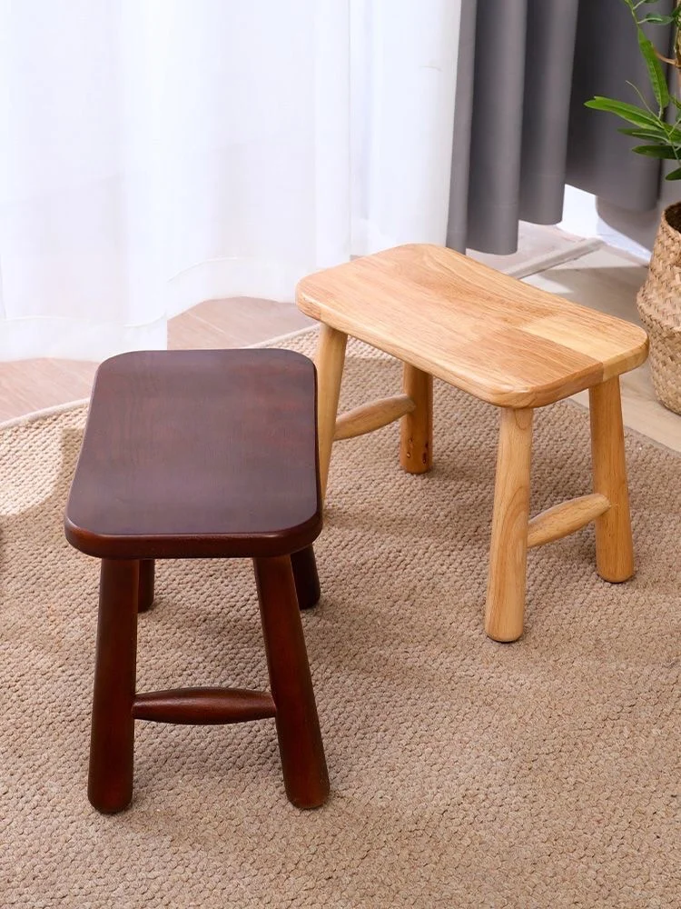 Modern Minimalist Rubber Wood Solid Wood Stool Adult Footstool Creative Children\'s Low Stools Home Furniture Ottoman