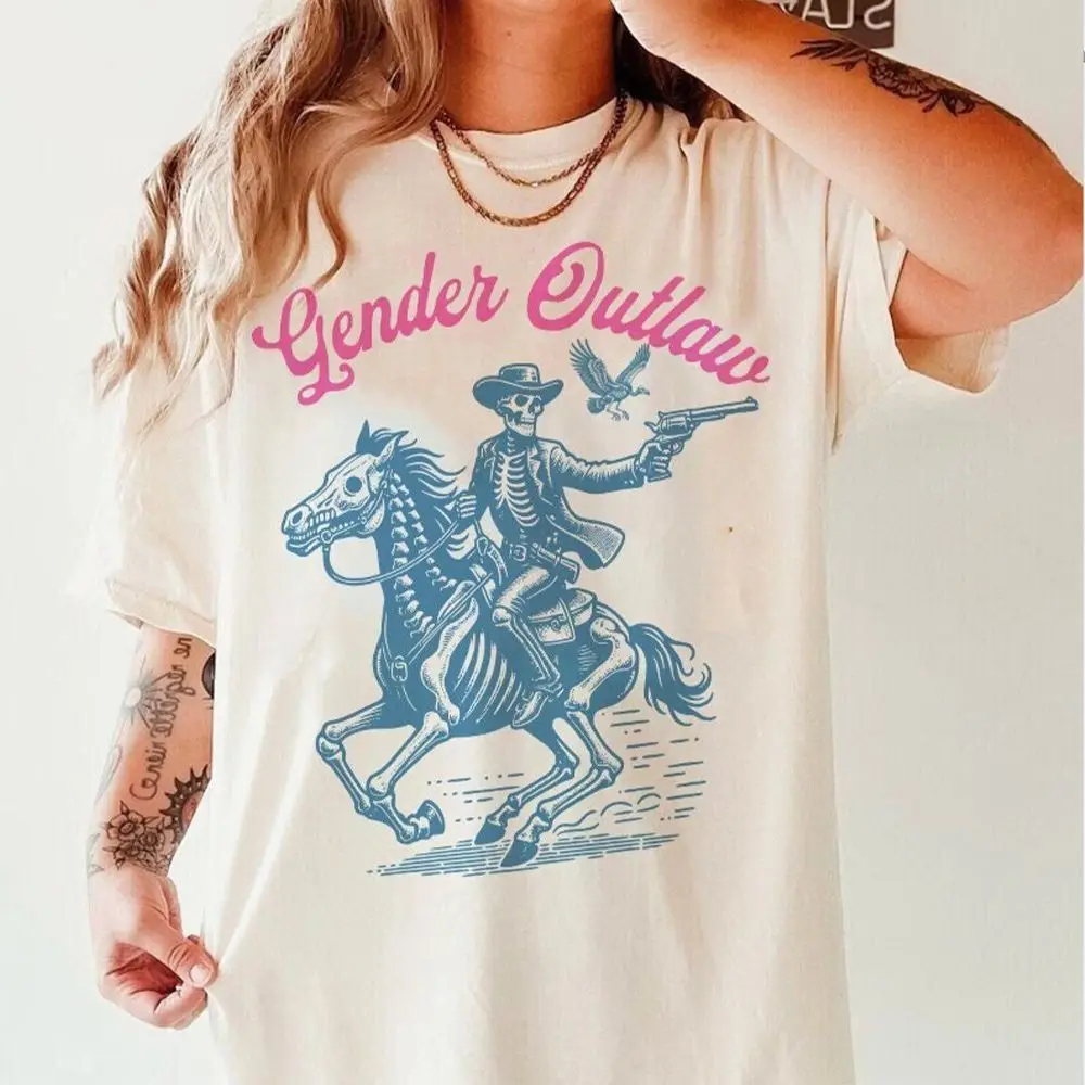 

Gender Outlaw Shirt Subtle Trans Pride transgender Women Oversize Cotton Round Neck Shirt Fantasy Apparel Y2K Summer Casual Top