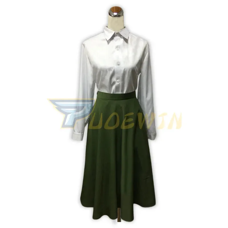 Disfraz de Violet Evergarden para mujer, camisa blanca de Anime japonés, falda verde hecha a medida, 2025