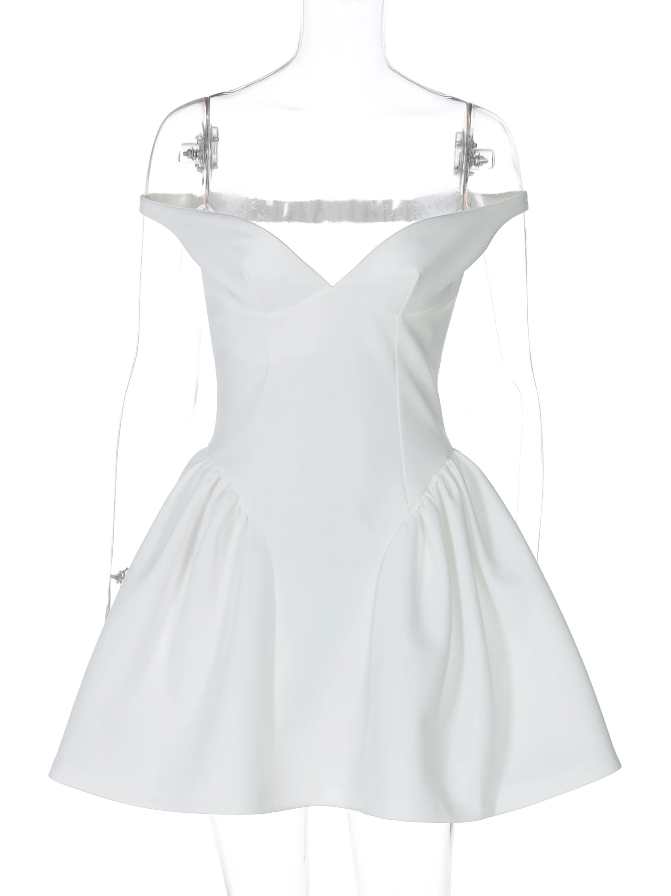 Hugcitar أنيقة الصلبة مائل الرقبة أكمام زلة ثنيات مثير Bodycon فستان حفلة موسيقية صغيرة النساء ملابس لطيف مهرجان الحفلات المسائية