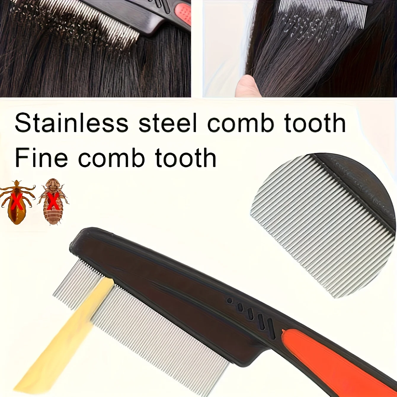 Stainless Steel Fine-Tooth Comb: Designed with an Ergonomic ABS Handle, It Gently Combs the Hair of Humans and Pets,