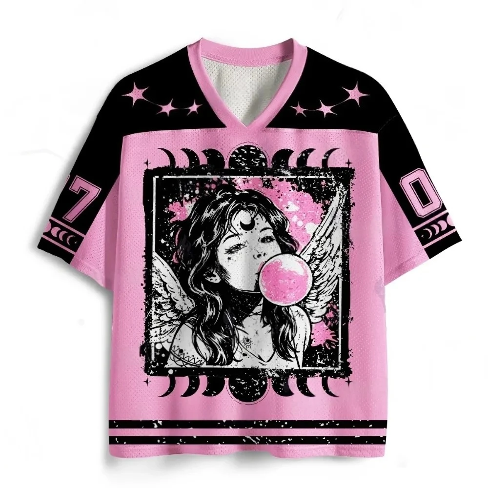 Harajuku Gothic Angel Bubble Gum 3D-Druck Atmungsaktives Schnelltrocknendes T-Shirt für Männer und Frauen Outdoor Street Casual Sport Eltern-Kind-Bekleidung – Detail 6
