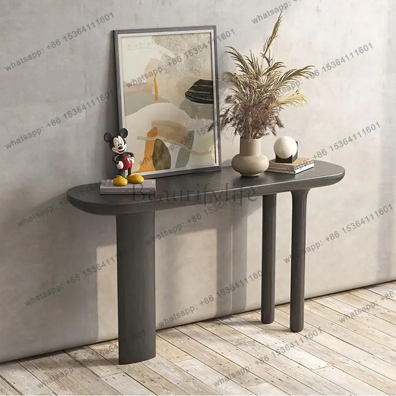 Solid wood Xuanguantai hotel aisle desk retro home decoration end view platform Nordic high sense