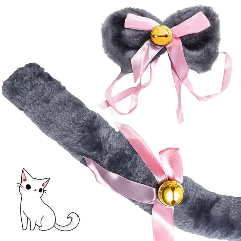 女性猫キティメイドコスプレ衣装セットぬいぐるみ耳ベルカチューシャちょう結び首輪チョーカーテール足手袋アニメ P DXAA