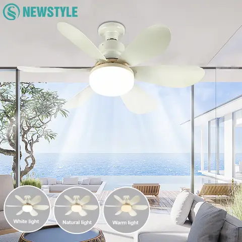 LED 조명 및 원격 제어 기능이 있는 가정용 천장 팬 무단 색온도 변경 E27 E26 조용히 LED 천장 팬 조명