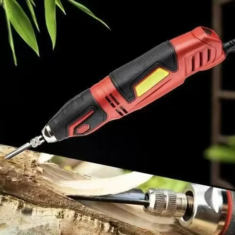 220V Electric Motor Chisel Woodworking Carving Tool for Root Sculpture DIY