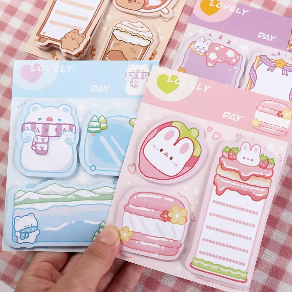 60 Sheets Kawaii Creative Combination Sticky Notes Portable Cartoon Sticky Note Pads Special Shaped Self-adhesive Memo Pads