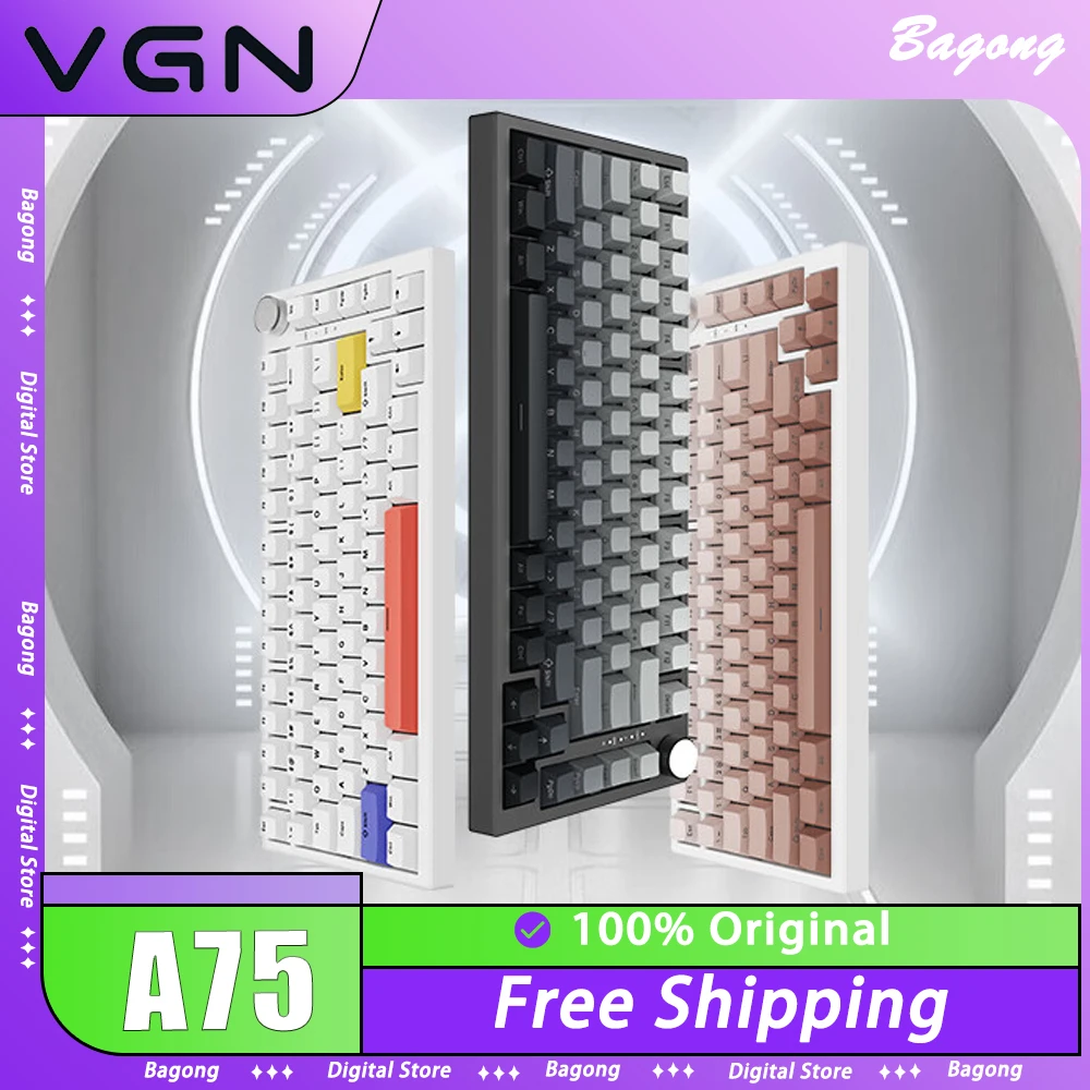 

VGN A75 Magnetic Switch Mechanical Keyboard Multifunctional Knob RGB RT Hot Swap Wired Gaming Keyboard Low Delay PC Gamer Office