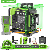 Huepar W03CG Laser Level Green Cross Lines 3D 12 Lines Bluetooth Lazer Leveler With Electric Rotating Base & LCD Screen Remote