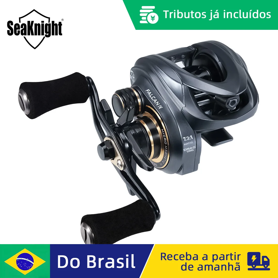 Carretilha de Pesca SeaKnight Marca FALCAN IV Série 7.3:1 8.1:1 176g Leve com Sistema de Freio Magnético III