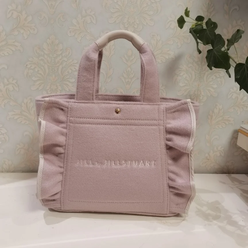 Japanese Autumn and Winter New Classic Style Ruffled Tote Handbag Ladies Square Letter Embroidered shoulder bag for Girls Female