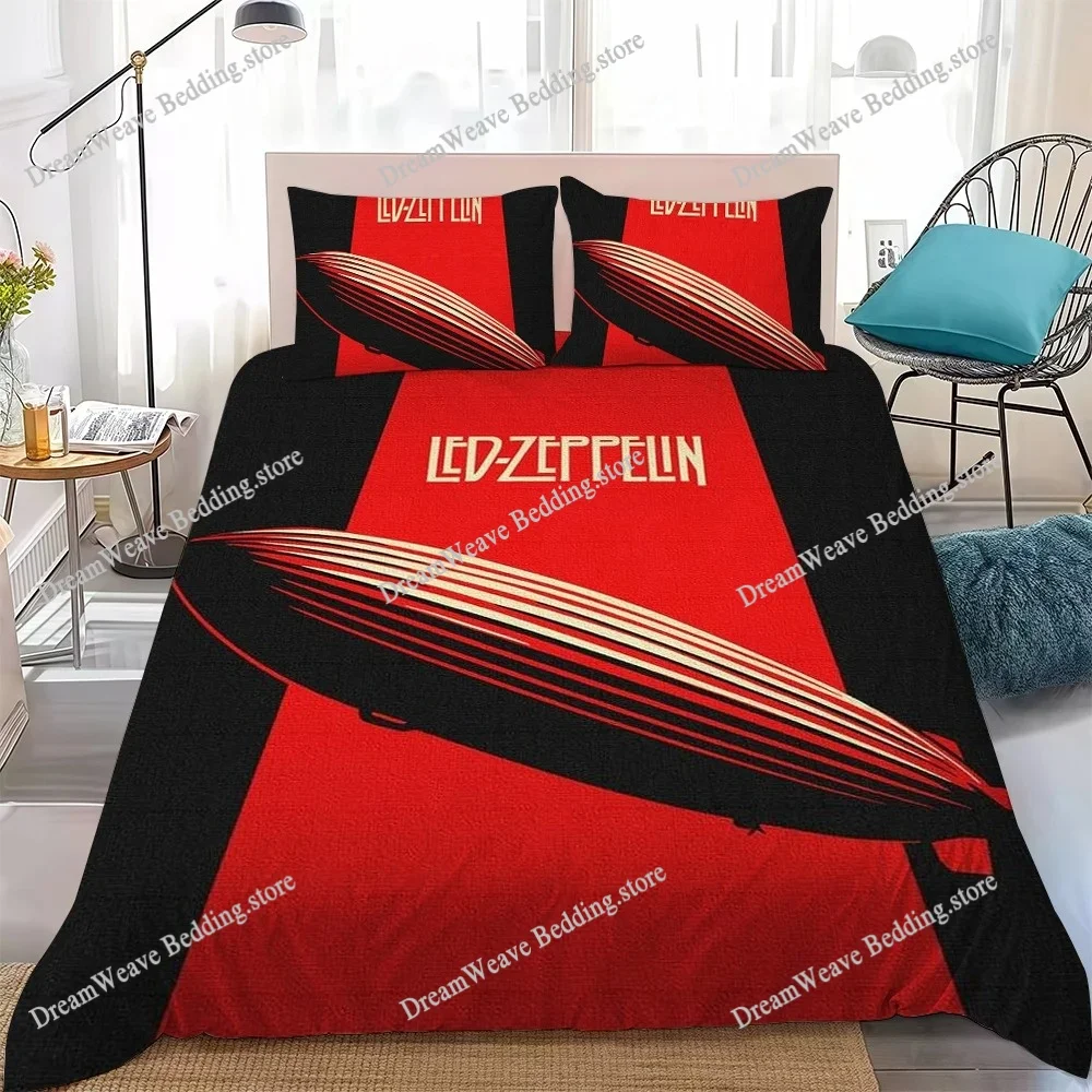 

Led Z-Zeppelins Band Duvet Cover Set Home Style Bedding Soft Laundry Cotton Bed Student Dormitory Gift