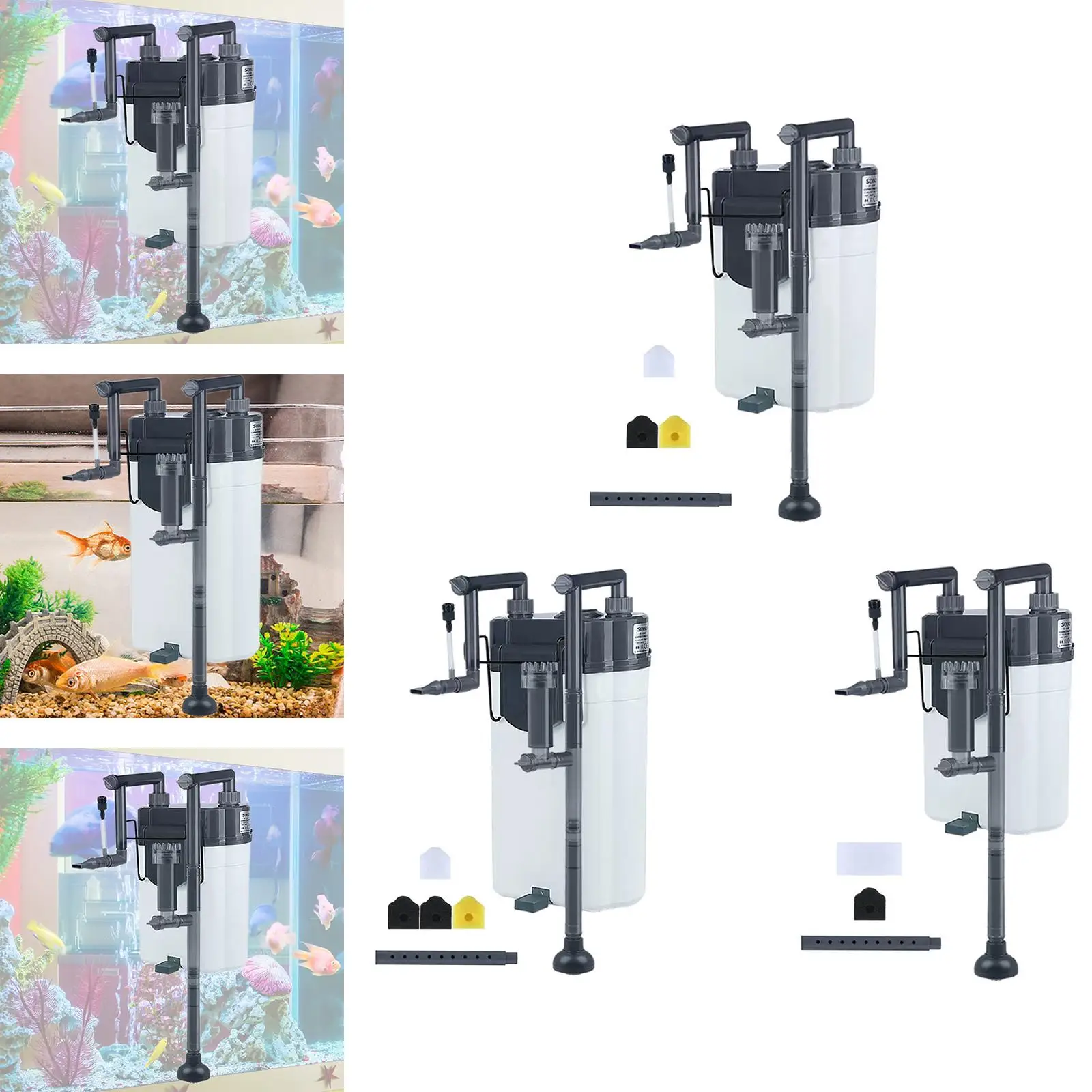 Aquarium Filter, Powerful Pump Oxygenating Biochemical Filtration Adjustable