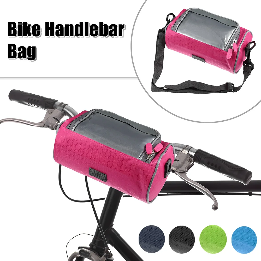 X Autohaux Handlebar Bag with Touch Screen Phone Holder Front Storage Bag for Bike Rose Red