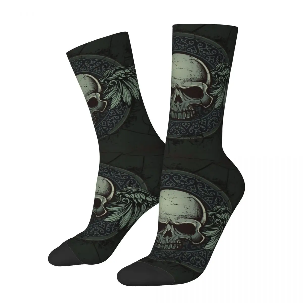 Hip Hop Vintage Celtic Stone Skull Crazy Men's Socks Unisex Gothic Skull Harajuku Seamless Printed Novelty Crew Sock Boys Gift