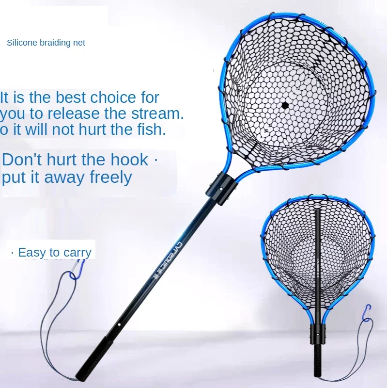 Dip Net Folding Portable Lure Net Pocket Ultra Light Big Fish Fishing Net Lua Hand Dip Net Silicone Sea Fishing Hand Net