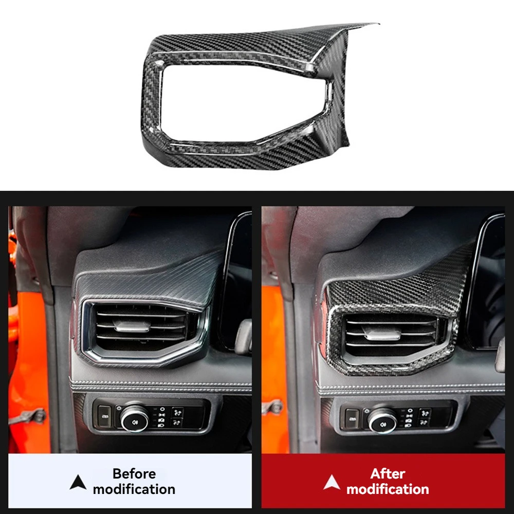 Car Genuine Real Dry Carbon Fiber Interior Pilot Driver AC Vent Grille Outlet Frame Trim Cover Decoration For Ford Mustang 2024