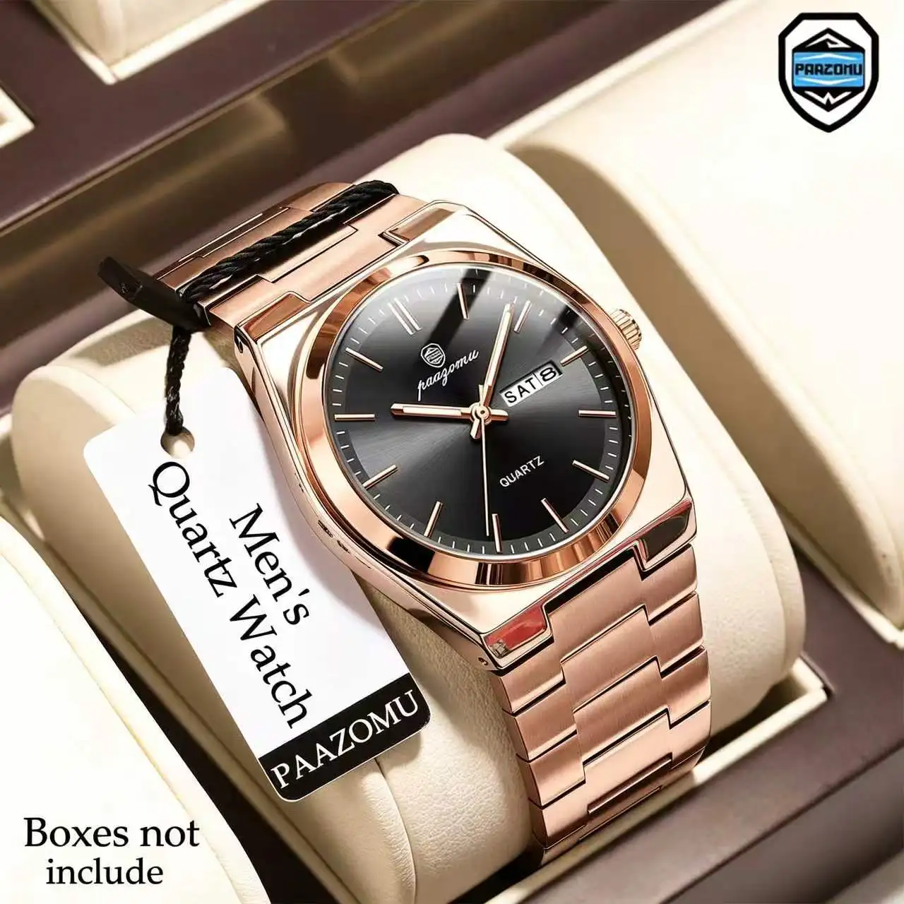 PAAZOMU Ultradünne Quarzuhr für Herren und Damen, minimalistischer Stil, wasserdicht, leuchtende Armbanduhr, bequemer Riemen, tägliches Bürogeschenk – Detail 24