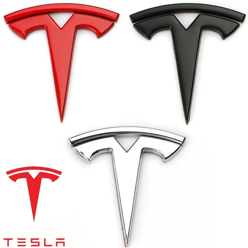 Tesla High Quality ABS Three Piece Set Sticker For Tesla Model 3 Y Auto Logo Steering Wheel Modified Tail Box Car Accessories