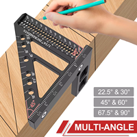 Multi-Angle Measuring Ruler Imperial Mini Square Ruler 22.5°-90° Adjustable Steel Layout Tool Professional Imperial Ruler
