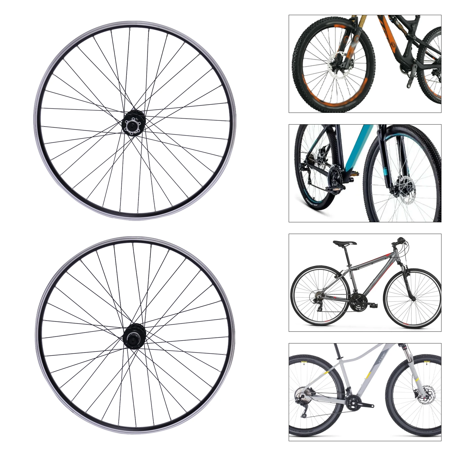 Mountain Bike Wheelset 29 Inch Aluminum Alloy Rim Disc Brake MTB Wheelset Quick Release Front Rear Wheels Black Bike Wheels