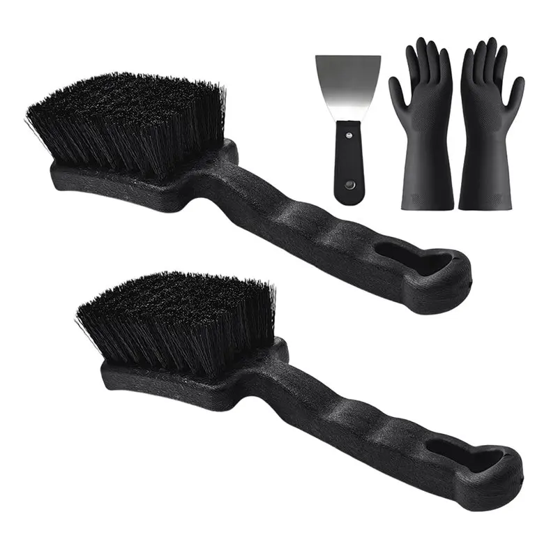 A07T-2 Pack Horse Bucket Brush Water Trough Scrub Brush With Scraper And Gloves For Livestock Farms, Feed Troughs, Barns