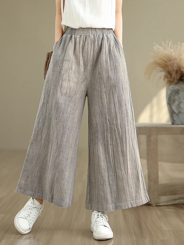 Pantaloni a gamba larga tie-dye da donna in cotone e lino casual a nove punti dimagranti versatili vestibilità ampia estate nuovo Sle Pendolarismo Sle