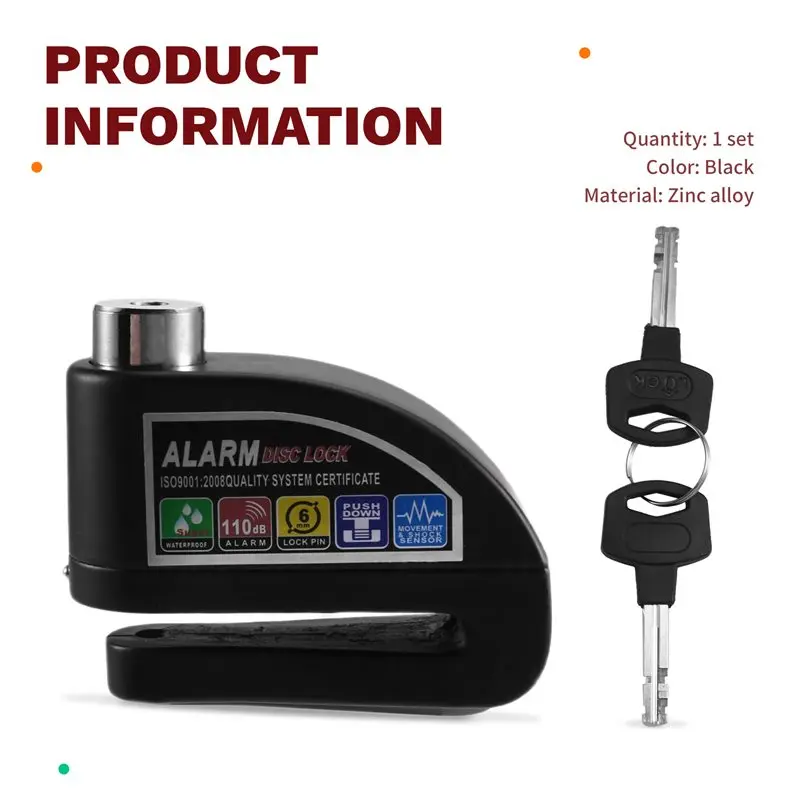 【BRILLIANT 】Bicycle Wheel Disc Brake Lock Motorcycle Scooter Disc Brake Lock Waterproof Security Alarm Protection