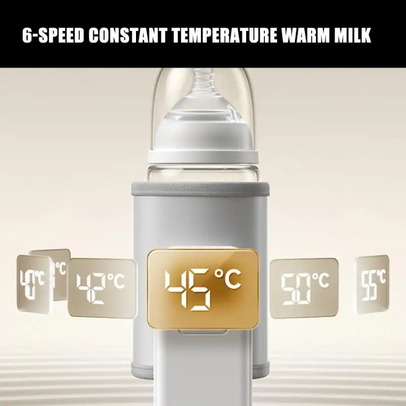 Digital Display Baby Bottle Warmer 6 ความร้อนเกียร์พกพาแบตเตอรี่ความจุขนาดใหญ่ A2UB A2UB