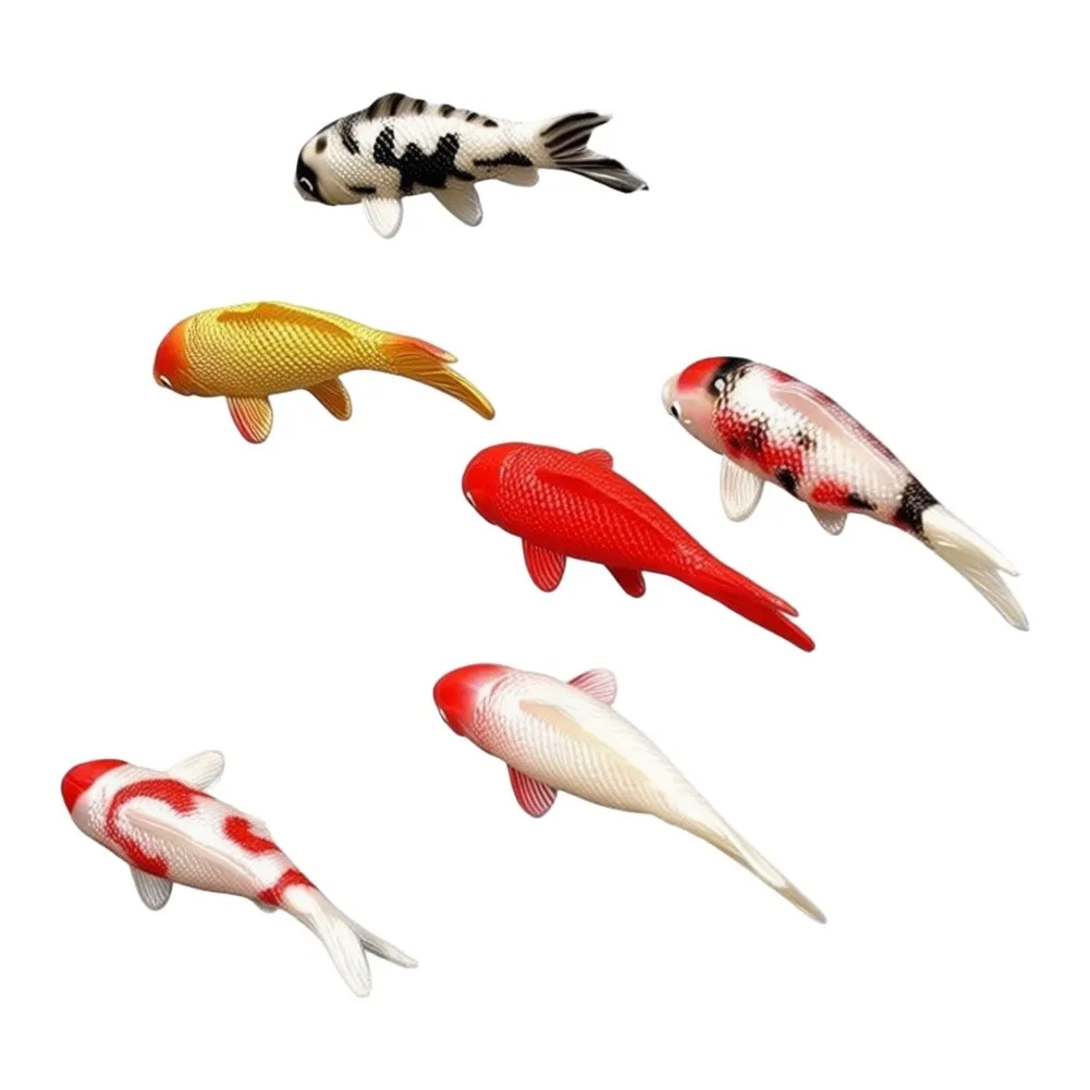 6PCS Artificial For Koi Fish Figurines for Aquariums Built from Long Lasting Plastic Material for Continuous Underwater Display