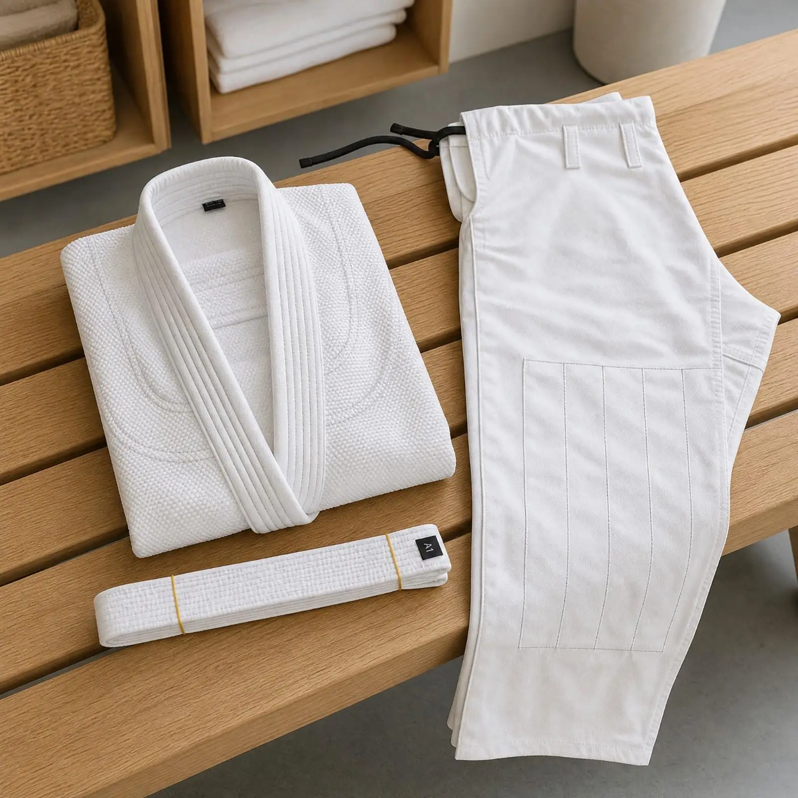 BJJ Training Gi Cotton Suit with White Belt for Grappling Practice and Athletic Arts Work
